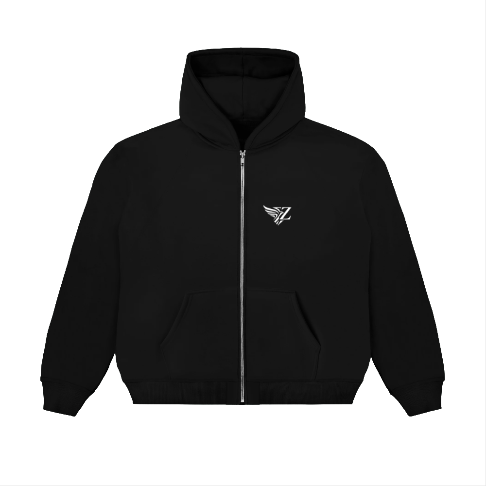 EZ CLASSIC ZIPPER HOODIE - BLACK