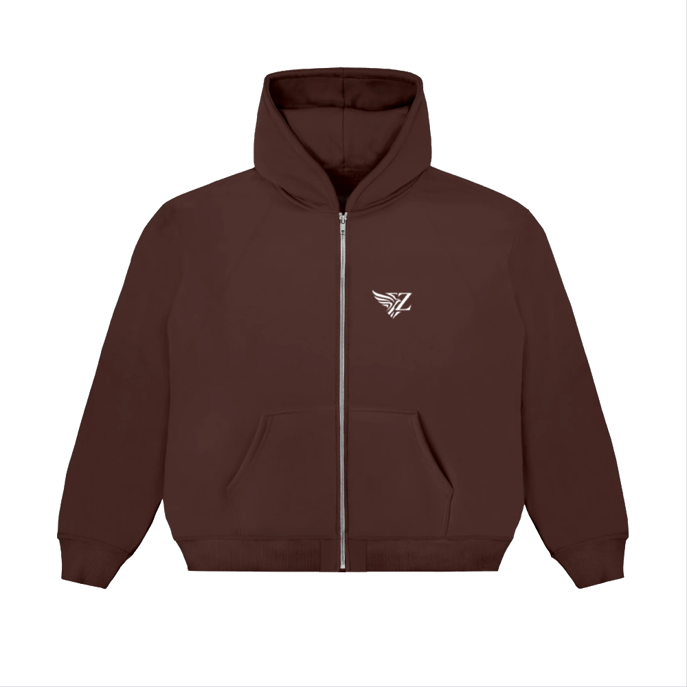 EZ CLASSIC ZIPPER HOODIE - BROWN